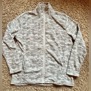 Women’s Real Essentials Fleece Zip Up Sweater/Jacket; Tan; Size Small